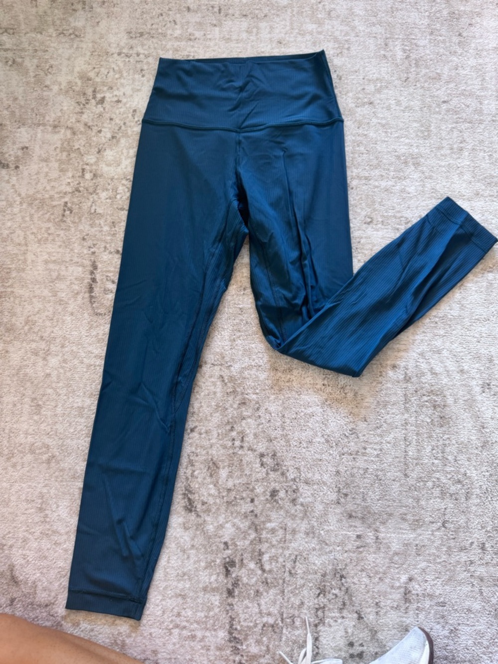High-Waist Ribbed Leggings in Deep Teal